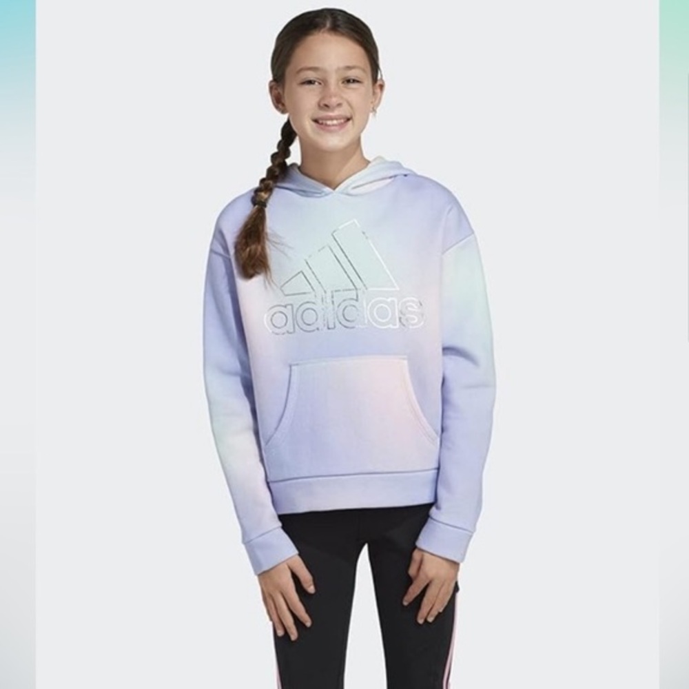 Adidas Girls XL (16) Purple Gradient Fleece‎ Hoodie